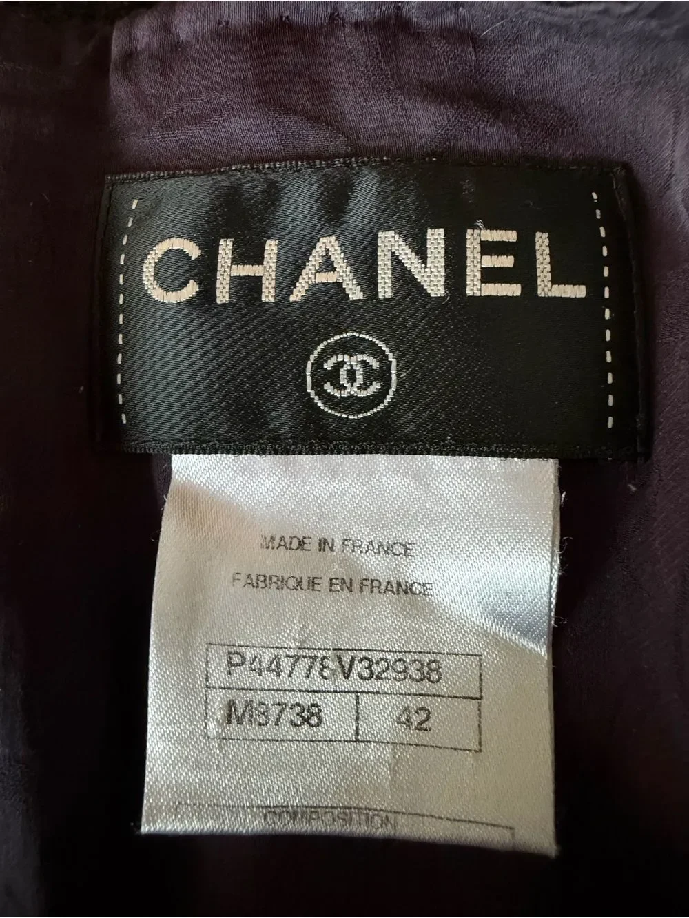 CHANEL Black Purple Lesage Tweed Short Sleeve Faux Wrap Dress‎ French 42 US 10